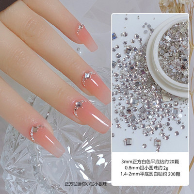 100 gab. Mixed Crystal AB Nail Art Rhinestones Flatback rhinestones Stikls Nagu akmeņi Dārgakmeņi 3D nagiem DIY Manikīra rotājumi