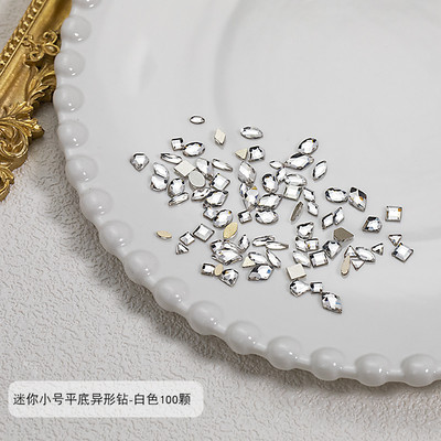 100 gab. Mixed Crystal AB Nail Art Rhinestones Flatback rhinestones Stikls Nagu akmeņi Dārgakmeņi 3D nagiem DIY Manikīra rotājumi