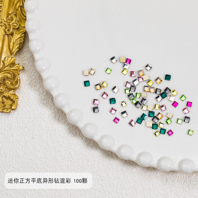 100 gab. Mixed Crystal AB Nail Art Rhinestones Flatback rhinestones Stikls Nagu akmeņi Dārgakmeņi 3D nagiem DIY Manikīra rotājumi