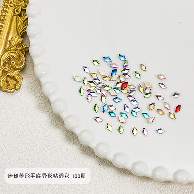 100 gab. Mixed Crystal AB Nail Art Rhinestones Flatback rhinestones Stikls Nagu akmeņi Dārgakmeņi 3D nagiem DIY Manikīra rotājumi