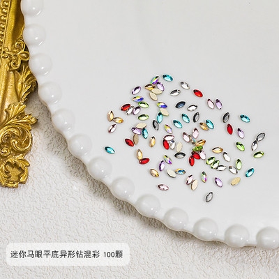 100 gab. Mixed Crystal AB Nail Art Rhinestones Flatback rhinestones Stikls Nagu akmeņi Dārgakmeņi 3D nagiem DIY Manikīra rotājumi