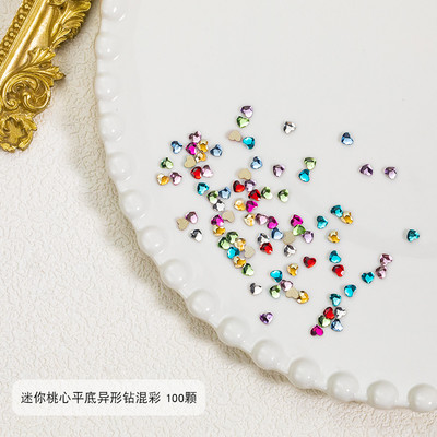 100 gab. Mixed Crystal AB Nail Art Rhinestones Flatback rhinestones Stikls Nagu akmeņi Dārgakmeņi 3D nagiem DIY Manikīra rotājumi