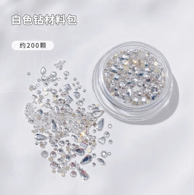 100 gab. Mixed Crystal AB Nail Art Rhinestones Flatback rhinestones Stikls Nagu akmeņi Dārgakmeņi 3D nagiem DIY Manikīra rotājumi