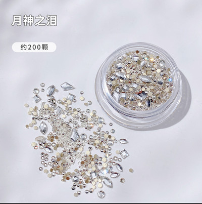 100 gab. Mixed Crystal AB Nail Art Rhinestones Flatback rhinestones Stikls Nagu akmeņi Dārgakmeņi 3D nagiem DIY Manikīra rotājumi