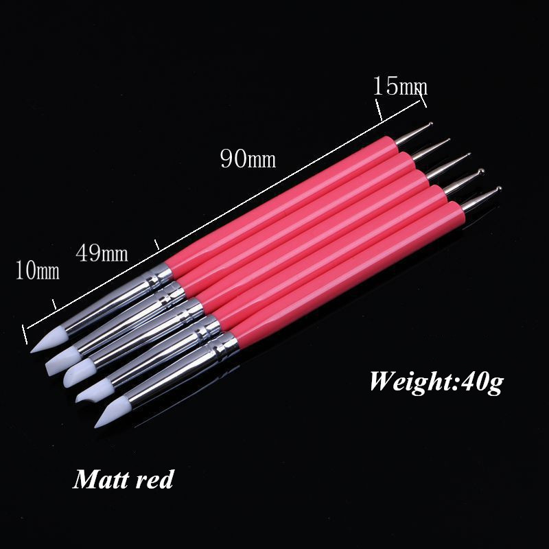 5 tk/SetNail Art Line Painting Pen 3D Tips Akrüül UV geelpintslid kunsti silikoonpliiats mõlemas otsas Maniküüri tööriist