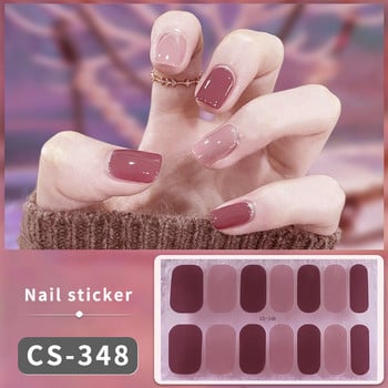 Направи си сам гел стикери за нокти Дълготрайни едноцветни ленти за нокти Кръпка Плъзгач Стикер Пълно покритие Декал Кръпка за маникюр за нокти