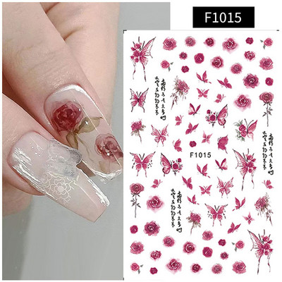 Autocolant 3D pentru unghii cu fluture din metal argintiu Fluturi alb negru Adeziv Slider Wraps Manichiura Gel Polish Decalcomanie