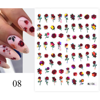 Autocolant 3D pentru unghii cu fluture din metal argintiu Fluturi alb negru Adeziv Slider Wraps Manichiura Gel Polish Decalcomanie