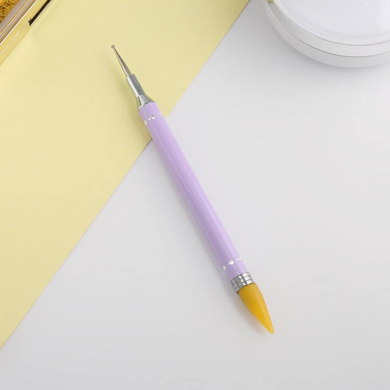 1Gb Divu galu punktveida pildspalvu savācējs vaska zīmulis akrila nagu mākslas rīks manikīra dekorēšanai roktura savācējs vaska zīmuļa kristāla krelles