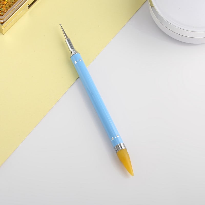 1Gb Divu galu punktveida pildspalvu savācējs vaska zīmulis akrila nagu mākslas rīks manikīra dekorēšanai roktura savācējs vaska zīmuļa kristāla krelles