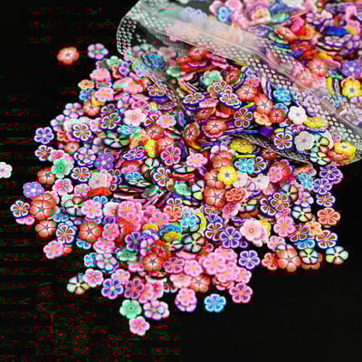 1000 gab. Jauktas 3D augļu šķēles nagu piekariņi Polimēru māls, DIY modeļi Šķēles citrona nagu mākslas dekors Mīksta māla lakas manikīra piederumi