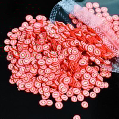 1000 gab. Jauktas 3D augļu šķēles nagu piekariņi Polimēru māls, DIY modeļi Šķēles citrona nagu mākslas dekors Mīksta māla lakas manikīra piederumi