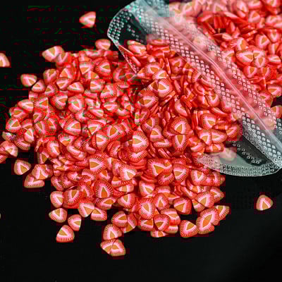 1000 gab. Jauktas 3D augļu šķēles nagu piekariņi Polimēru māls, DIY modeļi Šķēles citrona nagu mākslas dekors Mīksta māla lakas manikīra piederumi