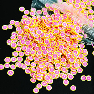 1000 gab. Jauktas 3D augļu šķēles nagu piekariņi Polimēru māls, DIY modeļi Šķēles citrona nagu mākslas dekors Mīksta māla lakas manikīra piederumi