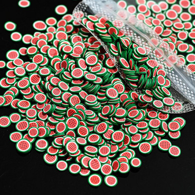 1000 gab. Jauktas 3D augļu šķēles nagu piekariņi Polimēru māls, DIY modeļi Šķēles citrona nagu mākslas dekors Mīksta māla lakas manikīra piederumi