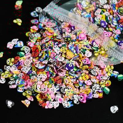 1000 gab. Jauktas 3D augļu šķēles nagu piekariņi Polimēru māls, DIY modeļi Šķēles citrona nagu mākslas dekors Mīksta māla lakas manikīra piederumi