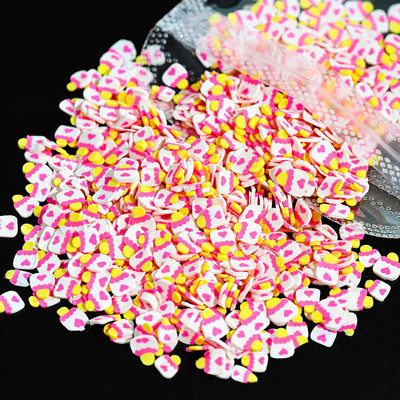 1000 gab. Jauktas 3D augļu šķēles nagu piekariņi Polimēru māls, DIY modeļi Šķēles citrona nagu mākslas dekors Mīksta māla lakas manikīra piederumi