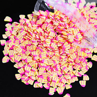 1000 gab. Jauktas 3D augļu šķēles nagu piekariņi Polimēru māls, DIY modeļi Šķēles citrona nagu mākslas dekors Mīksta māla lakas manikīra piederumi