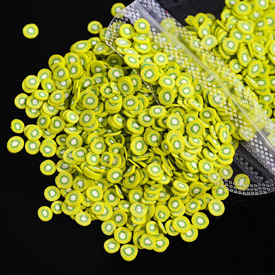 1000 gab. Jauktas 3D augļu šķēles nagu piekariņi Polimēru māls, DIY modeļi Šķēles citrona nagu mākslas dekors Mīksta māla lakas manikīra piederumi