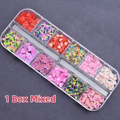 1000 gab. Jauktas 3D augļu šķēles nagu piekariņi Polimēru māls, DIY modeļi Šķēles citrona nagu mākslas dekors Mīksta māla lakas manikīra piederumi