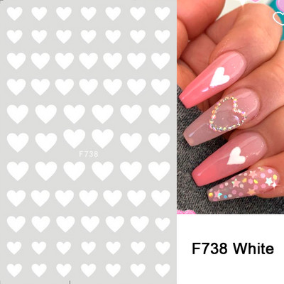 Must valge südame kiri küünte kleebis Armastus Abstraktne Lilled Nail Art Dekoratsioon Täht Seksikas Naine Kleebised Maniküüri Aksessuaarid