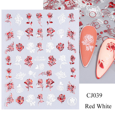 Must valge südame kiri küünte kleebis Armastus Abstraktne Lilled Nail Art Dekoratsioon Täht Seksikas Naine Kleebised Maniküüri Aksessuaarid