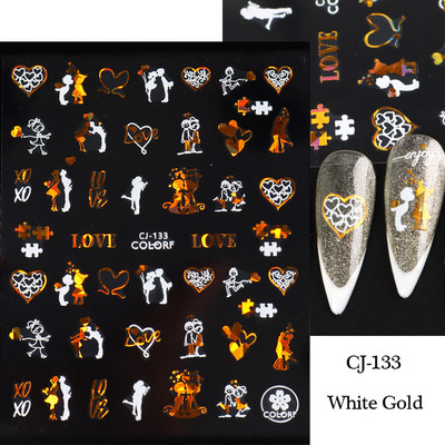 Must valge südame kiri küünte kleebis Armastus Abstraktne Lilled Nail Art Dekoratsioon Täht Seksikas Naine Kleebised Maniküüri Aksessuaarid