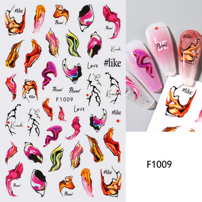 Must valge südame kiri küünte kleebis Armastus Abstraktne Lilled Nail Art Dekoratsioon Täht Seksikas Naine Kleebised Maniküüri Aksessuaarid