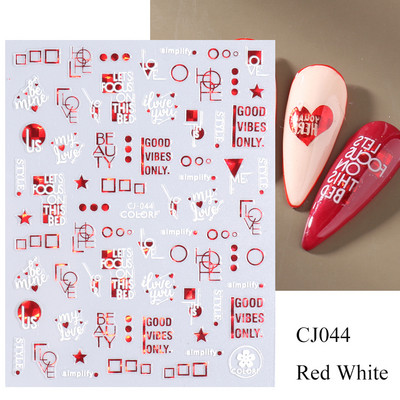 Must valge südame kiri küünte kleebis Armastus Abstraktne Lilled Nail Art Dekoratsioon Täht Seksikas Naine Kleebised Maniküüri Aksessuaarid