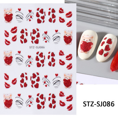 Must valge südame kiri küünte kleebis Armastus Abstraktne Lilled Nail Art Dekoratsioon Täht Seksikas Naine Kleebised Maniküüri Aksessuaarid