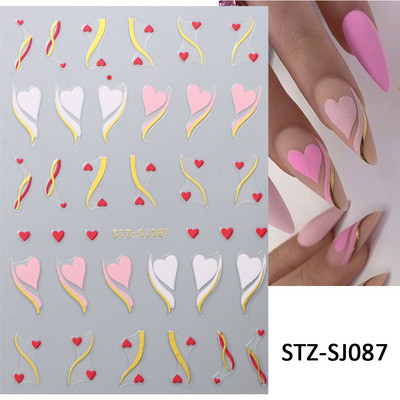 Must valge südame kiri küünte kleebis Armastus Abstraktne Lilled Nail Art Dekoratsioon Täht Seksikas Naine Kleebised Maniküüri Aksessuaarid