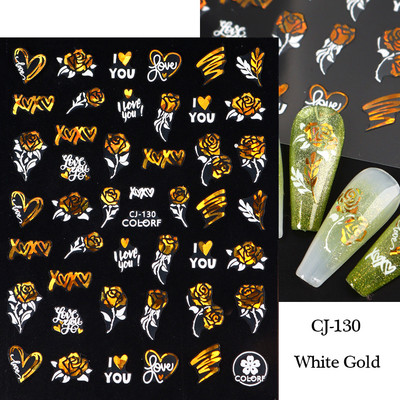 Must valge südame kiri küünte kleebis Armastus Abstraktne Lilled Nail Art Dekoratsioon Täht Seksikas Naine Kleebised Maniküüri Aksessuaarid