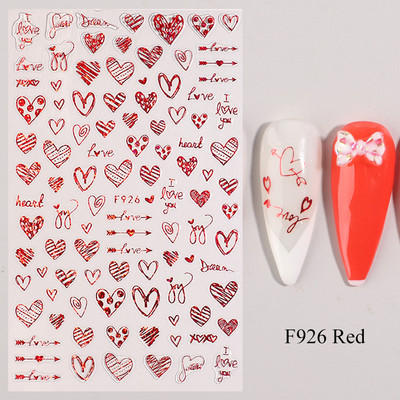 Must valge südame kiri küünte kleebis Armastus Abstraktne Lilled Nail Art Dekoratsioon Täht Seksikas Naine Kleebised Maniküüri Aksessuaarid