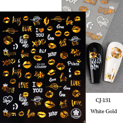 Must valge südame kiri küünte kleebis Armastus Abstraktne Lilled Nail Art Dekoratsioon Täht Seksikas Naine Kleebised Maniküüri Aksessuaarid