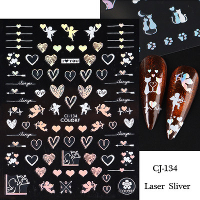 Must valge südame kiri küünte kleebis Armastus Abstraktne Lilled Nail Art Dekoratsioon Täht Seksikas Naine Kleebised Maniküüri Aksessuaarid