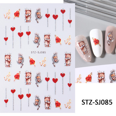 Must valge südame kiri küünte kleebis Armastus Abstraktne Lilled Nail Art Dekoratsioon Täht Seksikas Naine Kleebised Maniküüri Aksessuaarid