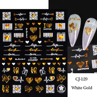 Must valge südame kiri küünte kleebis Armastus Abstraktne Lilled Nail Art Dekoratsioon Täht Seksikas Naine Kleebised Maniküüri Aksessuaarid