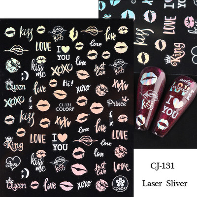 Must valge südame kiri küünte kleebis Armastus Abstraktne Lilled Nail Art Dekoratsioon Täht Seksikas Naine Kleebised Maniküüri Aksessuaarid