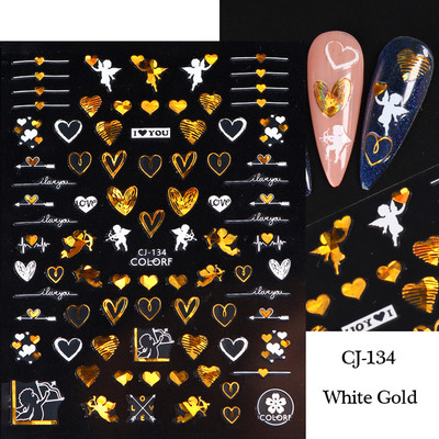 Must valge südame kiri küünte kleebis Armastus Abstraktne Lilled Nail Art Dekoratsioon Täht Seksikas Naine Kleebised Maniküüri Aksessuaarid