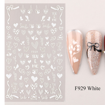 Must valge südame kiri küünte kleebis Armastus Abstraktne Lilled Nail Art Dekoratsioon Täht Seksikas Naine Kleebised Maniküüri Aksessuaarid