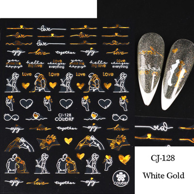 Must valge südame kiri küünte kleebis Armastus Abstraktne Lilled Nail Art Dekoratsioon Täht Seksikas Naine Kleebised Maniküüri Aksessuaarid