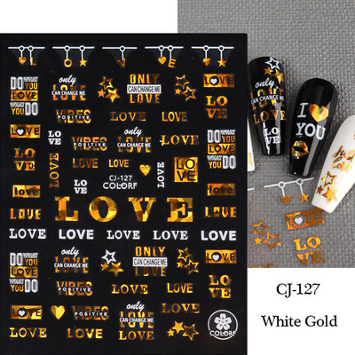 Must valge südame kiri küünte kleebis Armastus Abstraktne Lilled Nail Art Dekoratsioon Täht Seksikas Naine Kleebised Maniküüri Aksessuaarid