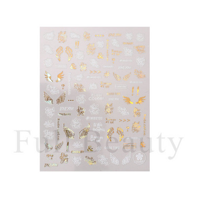 Metalno ogledalo leptir naljepnica za nokte holografski leptiri zvjezdice ljepljivi klizači omoti proljetni gel lak naljepnice FBJO-2251