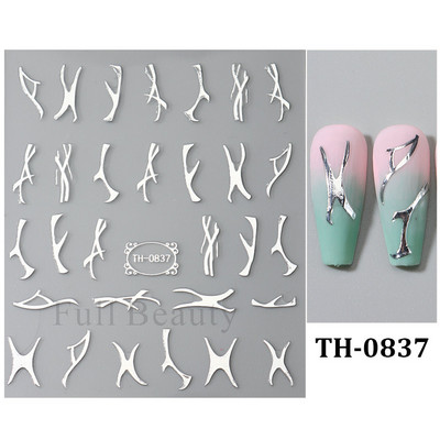 Metalno ogledalo leptir naljepnica za nokte holografski leptiri zvjezdice ljepljivi klizači omoti proljetni gel lak naljepnice FBJO-2251