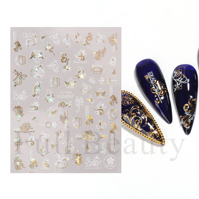 Metalno ogledalo leptir naljepnica za nokte holografski leptiri zvjezdice ljepljivi klizači omoti proljetni gel lak naljepnice FBJO-2251