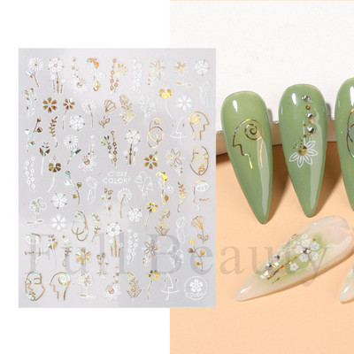 Metalno ogledalo leptir naljepnica za nokte holografski leptiri zvjezdice ljepljivi klizači omoti proljetni gel lak naljepnice FBJO-2251