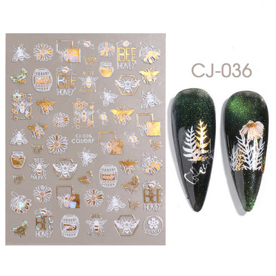 Metalno ogledalo leptir naljepnica za nokte holografski leptiri zvjezdice ljepljivi klizači omoti proljetni gel lak naljepnice FBJO-2251