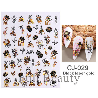 Metalno ogledalo leptir naljepnica za nokte holografski leptiri zvjezdice ljepljivi klizači omoti proljetni gel lak naljepnice FBJO-2251