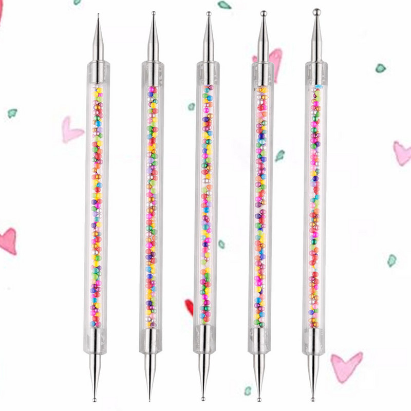 5 kom. Olovka za nokte sa kamenčićima Alati za točkice za manikuru Bušenje Silikonski alat za odabir