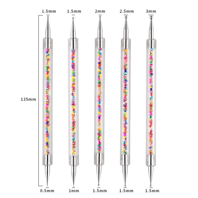 5 kom. Olovka za nokte sa kamenčićima Alati za točkice za manikuru Bušenje Silikonski alat za odabir